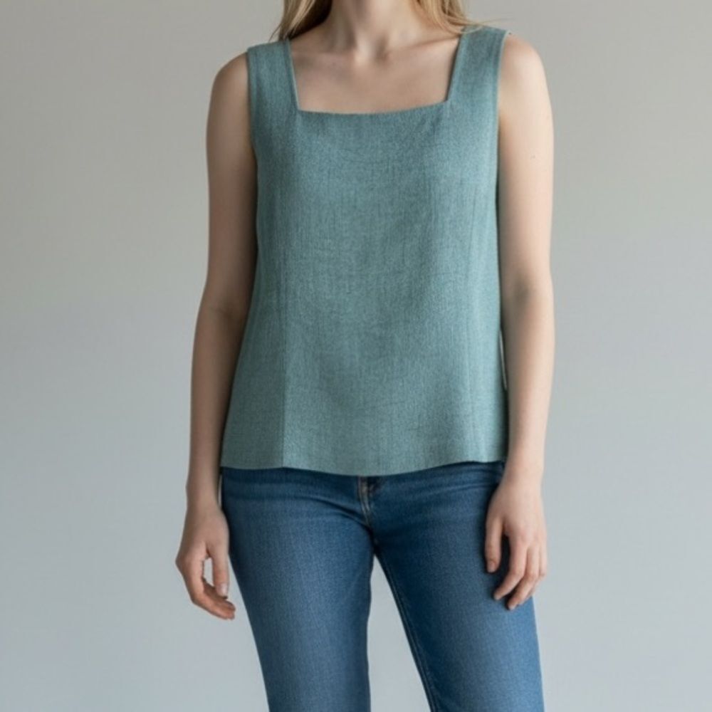 Donna Ricco Teal Textured Tank Top size 6